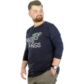 Mode XL 22201 Stop Waiting Lacivert Erkek T-shirt