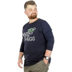 Mode XL 22201 Stop Waiting Lacivert Erkek T-shirt