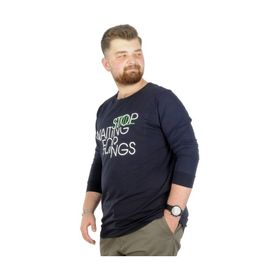 Mode XL 22201 Stop Waiting Lacivert Erkek T-shirt