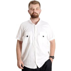 Mode XL 22362 Beyaz Gabardin Çift Cep Erkek Gömlek