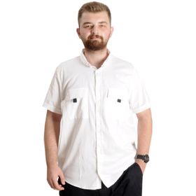 Mode XL 22362 Beyaz Gabardin Çift Cep Erkek Gömlek
