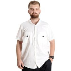 Mode XL 22362 Beyaz Gabardin Çift Cep Erkek Gömlek