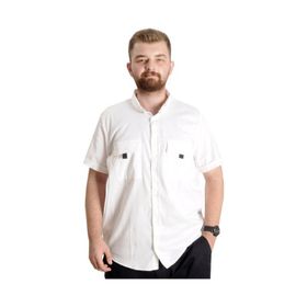 Mode XL 22362 Beyaz Gabardin Çift Cep Erkek Gömlek