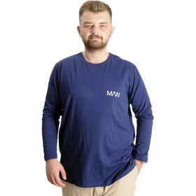 Mode XL 23099 İndigo Uzun Kol Bisiklet Yaka Erkek T-Shirt