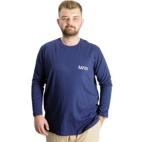 Mode XL 23099 İndigo Uzun Kol Bisiklet Yaka Erkek T-Shirt
