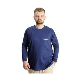Mode XL 23099 İndigo Uzun Kol Bisiklet Yaka Erkek T-Shirt