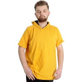 Mode XL 23118 Hardal Kapüşonlu Kısa Kol Erkek T-Shirt