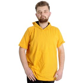 Mode XL 23118 Hardal Kapüşonlu Kısa Kol Erkek T-Shirt