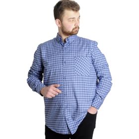 Mode XL 23300 Açık Gri Ekose Uzun Kollu Erkek Gömlek