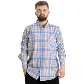 Mode XL 23300 Açık Mavi Ekose Uzun Kollu Erkek Gömlek