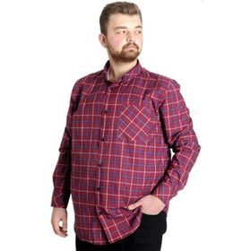 Mode XL 23300 Bordo Ekose Uzun Kollu Cepli Erkek Gömlek