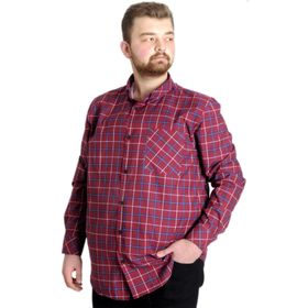 Mode XL 23300 Bordo Ekose Uzun Kollu Cepli Erkek Gömlek