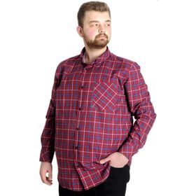 Mode XL 23300 Bordo Ekose Uzun Kollu Cepli Erkek Gömlek