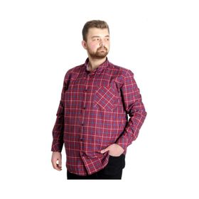 Mode XL 23300 Bordo Ekose Uzun Kollu Cepli Erkek Gömlek