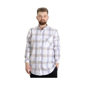 Mode XL 23300 Kahve-Lacivert Ekose Uzun Kollu Erkek Gömlek