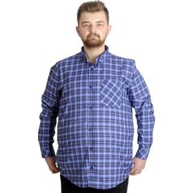 Mode XL 23300 Koyu Saks Ekose Uzun Kollu Erkek Gömlek