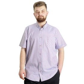 Mode XL 23301 Açık Mavi Ekose Kısa Kollu Erkek Gömlek