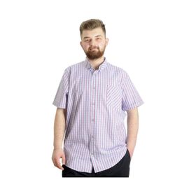 Mode XL 23301 Açık Mavi Ekose Kısa Kollu Erkek Gömlek