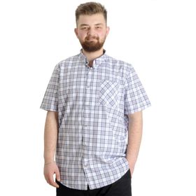 Mode XL 23301 Beyaz Ekose Kısa Kollu Erkek Gömlek