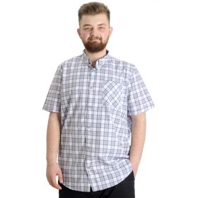 Mode XL 23301 Beyaz Ekose Kısa Kollu Erkek Gömlek