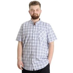 Mode XL 23301 Beyaz Ekose Kısa Kollu Erkek Gömlek