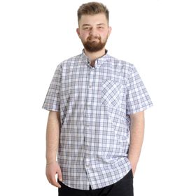 Mode XL 23301 Beyaz Ekose Kısa Kollu Erkek Gömlek