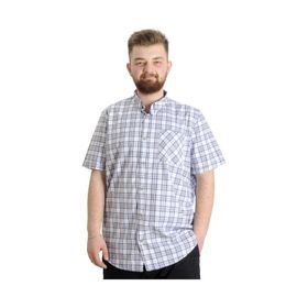 Mode XL 23301 Beyaz Ekose Kısa Kollu Erkek Gömlek