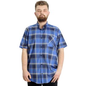 Mode XL 23301 Haki Ekose Kısa Kollu Erkek Gömlek
