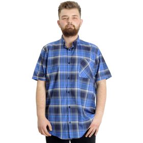 Mode XL 23301 Haki Ekose Kısa Kollu Erkek Gömlek