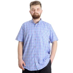Mode XL 23301 İndigo Ekose Kısa Kollu Erkek Gömlek