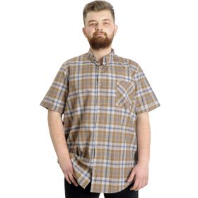 Mode XL 23301 Kahverengi Ekose Kısa Kollu Erkek Gömlek