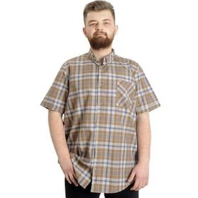 Mode XL 23301 Kahverengi Ekose Kısa Kollu Erkek Gömlek