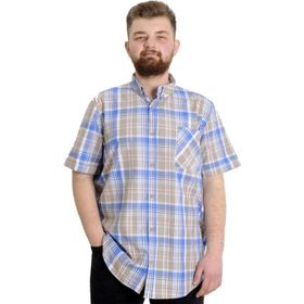 Mode XL 23301 Kum Ekose Kısa Kollu Erkek Gömlek