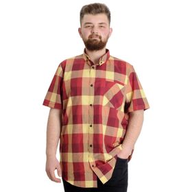 Mode XL 23301 Sarı Ekose Kısa Kollu Erkek Gömlek