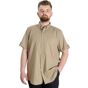Mode XL 23302 Bej Gabardin Kısa Kol Tek Cep Erkek Gömlek