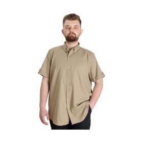 Mode XL 23302 Bej Gabardin Kısa Kol Tek Cep Erkek Gömlek