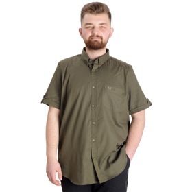 Mode XL 23302 Haki Gabardin Kısa Kol Tek Cep Erkek Gömlek