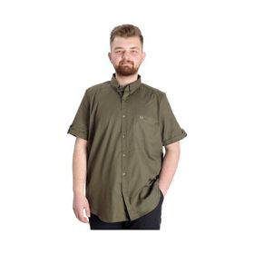 Mode XL 23302 Haki Gabardin Kısa Kol Tek Cep Erkek Gömlek