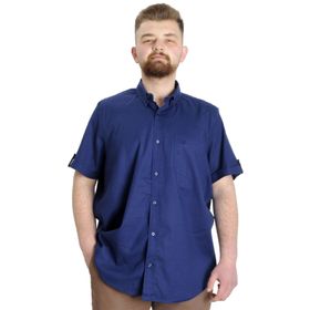 Mode XL 23302 İndigo Gabardin Kısa Kol Tek Cep Erkek Gömlek
