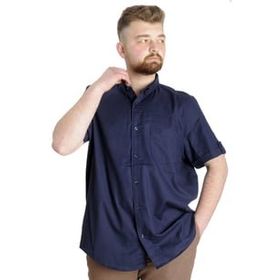 Mode XL 23302 Lacivert Gabardin Kısa Kol Tek Cep Erkek Gömlek