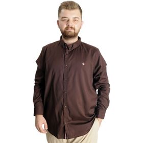 Mode XL 23303 Kahverengi Uzun Kol Tom Oxford Erkek Gömlek