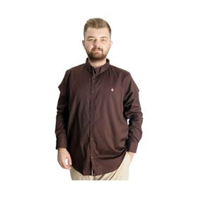 Mode XL 23303 Kahverengi Uzun Kol Tom Oxford Erkek Gömlek