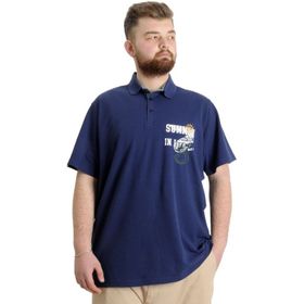 Mode XL 23331 Summer İndigo Parçalı Erkek Polo T-Shirt