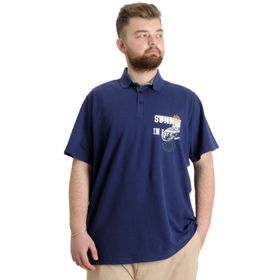 Mode XL 23331 Summer İndigo Parçalı Erkek Polo T-Shirt