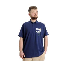 Mode XL 23331 Summer İndigo Parçalı Erkek Polo T-Shirt