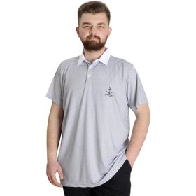 Mode XL 23340 Kaği Antramelanj Çizgili Erkek Polo T-Shirt