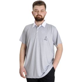 Mode XL 23340 Kaği Antramelanj Çizgili Erkek Polo T-Shirt
