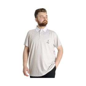 Mode XL 23340 Kaği Kahverengi Çizgili Erkek Polo T-Shirt