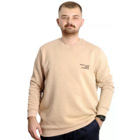 Mode XL 23525 Bej Bisiklet Yaka Erkek Sweatshirt