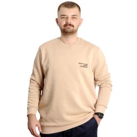 Mode XL 23525 Bej Bisiklet Yaka Erkek Sweatshirt